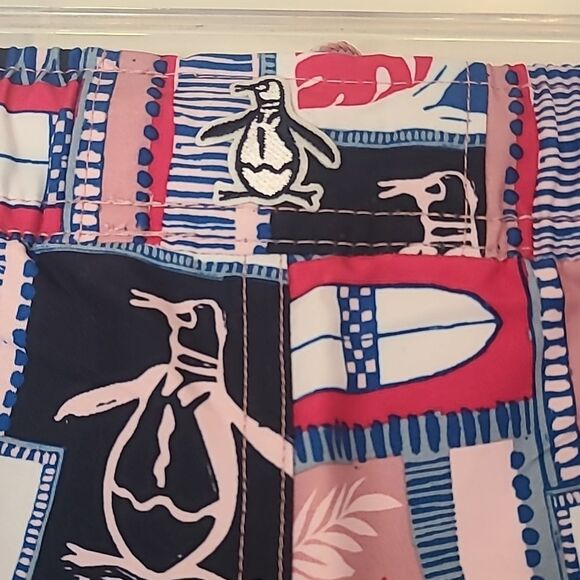 Penguin Drawstring Colorful Surfboard Print Swim Shorts Size XXL - Picture 5 of 12